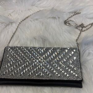 Elegant Silver Clutch with Chain Strap